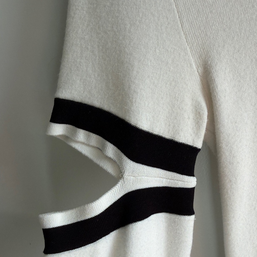 Alice + Olivia white Top with Black Stripe Detail - Picture 5 of 5